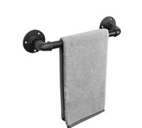Livabber Industrial Pipe Towel Bar, Rustic Iron Decor Bathroom Hardware Towel Holder Accessory, Heavy Duty Wall Mounted Bath Towel Rack,Black (12 Inch)