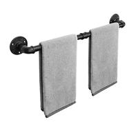 Livabber Industrial Pipe Towel Bar, Rustic Iron Decor Bathroom Hardware Towel Holder Accessory, Heavy Duty Wall Mounted Bath Towel Rack, Black (24 Inch)