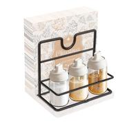 Livabber Napkin Holder, Metal Napkin Storage with Salt and Pepper Shakers Caddy Modern Napkin Dispenser for Table Kitchen Countertop, Not Including Salt and Pepper Shakers (Middle Marble, Black)