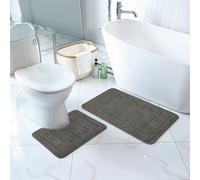 Livabliss 2-Piece Machine Washable Non-Slip Beige Bathroom Rug Set Poppy in Grey | Size: 50 cm x 80 cm Livabliss Grey 50 cm x 80 cm