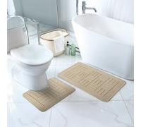 Livabliss 2-Piece Machine Washable Non-Slip Blue Bathroom Rug Set Royal in Beige | Size: 50 cm x 80 cm Livabliss Beige 50 cm x 80 cm