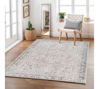 Livabliss Amelie-Washable Grey Pink Traditionnal Vintage Boho Living Dining Rug | Size: 160 cm x 220 cm Livabliss Pink 160 cm x 220 cm