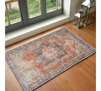 Livabliss Amelie-Washable Terracotta Blue Grey Brown Traditional Vintage Boho Rug - 60 x 90 cm