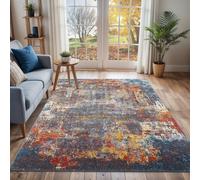 Livabliss Ankara-Abstract Blue Beige Modern Marble Living Dining Bedroom Rug 120 X 170 Cm Easy Care, Non Shedding