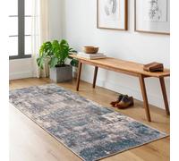 Livabliss Ankara-Abstract Blue Beige Modern Marble Living Dining Bedroom Rug 80 X 220 Cm Easy Care, Non Shedding
