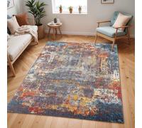 Livabliss Ankara Abstract Blue Beige Modern Marble Living Room Rug 200 X 275 Cm Easy Care, Non Shedding