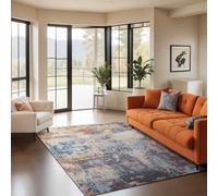 Livabliss Ankara-Abstract Grey Blue Modern Marble Living Dining Bedroom Rug 160 X 213 Cm Easy Care, Non Shedding
