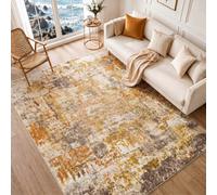 Livabliss Ankara Abstract Grey Yellow Modern Marble Living Room Rug 200 X 275 Cm Easy Care, Non Shedding