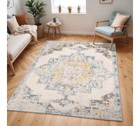 Livabliss Ankara Vintage Blue Beige Traditional Boho Living Room Rug 160 X 213 Cm Easy Care, Non Shedding