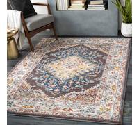 Livabliss Ankara Vintage Brown Blue Traditional Boho Living Room Rug 120 X 170 Cm Easy Care, Non Shedding