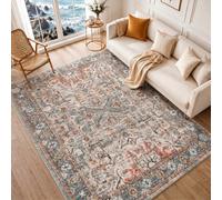 Livabliss Ankara Vintage Grey Red Traditional Boho Living Room Rug 160 X 213 Cm Easy Care, Non Shedding