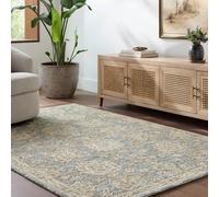 Livabliss Arnold-Hand Tufted Blue Beige Grey Wool Traditional Boho Living Dining Bedroom Rug 152 X 229 Cm Easy Care, Non Shedding
