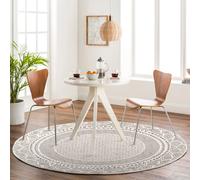 Livabliss Bahar Geometric Charcoal Light Beige Global Round Rug 160 X 160 Cm