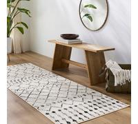 Livabliss Berber Geometric Light Grey Leonor Runner Rug 80 X 220 Cm - Easy Care, Non Shedding, Ideal For Hallway Or Beside The Bed