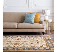 Livabliss Caesar-Hand Tufted Blue Brown Wool Traditional Living Dining Bedroom Rug in Tan | Size: 120 cm x 120 cm Livabliss Tan 120 cm x 120 cm