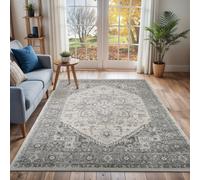 Livabliss Chester-Vintage Grey White Traditional Boho Living Dining Bedroom Rug 160 X 220 Cm Easy Care, Non Shedding