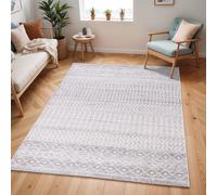Livabliss Elaziz-Geometric Grey White Beige Taupe Global Living Dining Bedroom Rug in Light Grey | Size: 120 cm x 170 cm Livabliss Light Grey 120 cm x 170 cm