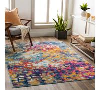 Livabliss Floransa-Abstract Pink Yellow Blue Grey Modern Marble Living Dining Bedroom Rug 160 X 215 Cm Easy Care, Non Shedding
