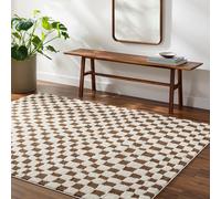 Livabliss Freud-Modern Black Ivory Brown High Pile Checkered Living Dining Rug | Size: 120 cm x 170 cm Livabliss Brown 120 cm x 170 cm