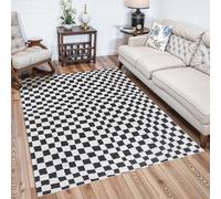 Livabliss Freud-Modern Black Ivory Brown High Pile Checkered Living Dining Rug | Size: 140 cm x 200 cm Livabliss Black 140 cm x 200 cm