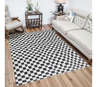 Livabliss Freud-Modern Black Ivory High Pile Checkered Rug - 160 x 213 cm