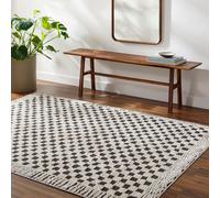 Livabliss Freud-Modern Ivory Black Brown High Pile Checkered Living Dining Rug | Size: 160 cm x 215 cm Livabliss Black 160 cm x 215 cm