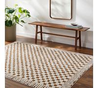Livabliss Freud-Modern Ivory Black Brown High Pile Checkered Living Dining Rug | Size: 80 cm x 220 cm Livabliss Brown 80 cm x 220 cm