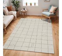 Livabliss Freud-Modern Ivory Black Brown High Pile Living Dining Bedroom Rug | Size: 160 cm x 215 cm Livabliss Brown 160 cm x 215 cm