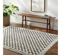 Livabliss Freud-Modern Ivory Black High Pile Checkered Rug - 200 x 275 cm