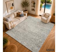 Livabliss Freud-Modern Ivory Black High Pile Living Dining Bedroom Rug 200 X 275 Cm Easy Care, Non Shedding