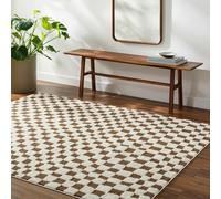 Livabliss Freud-Modern Ivory Brown High Pile Checkered Rug - 200 x 275 cm