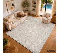 Livabliss Freud-Modern Ivory Brown High Pile Living Dining Bedroom Rug 160 X 213 Cm Easy Care, Non Shedding