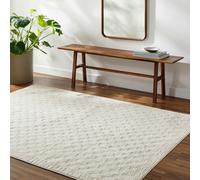 Livabliss Freud-Modern Ivory Off-White High Pile Checkered Rug - 200 x 275 cm