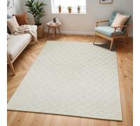 Livabliss Freud-Modern Off-White Ivory High Pile Checkered Rug - 200 x 275 cm