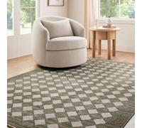 Livabliss Galey Alix Myrtle Avenue-Geometric Green Ivory Brown Diamond Pattern Fringe Living Dining Bedroom Rug 200 X 275 Cm Easy Care