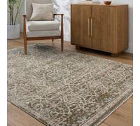 Livabliss Galey Alix Myrtle Avenue-Vintage Brown Green Grey Traditional Boho Fringe Living Dining Bedroom Rug 200 X 275 Cm Easy Care