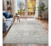 Livabliss Harput-Vintage Grey Blue Orange White Traditional Boho Living Dining Bedroom Rug 120 X 170 Cm Easy Care, Non Shedding