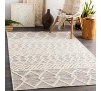 Livabliss Hygge-Hand Woven Charcoal White Wool Global Living Dining Bedroom Rug 183 X 274 Cm Easy Care, Non Shedding