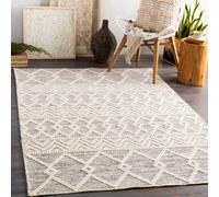 Livabliss Hygge-Hand Woven Cream Wool Global Living Dining Bedroom Rug in Grey | Size: 150 cm x 230 cm Livabliss Grey 150 cm x 230 cm