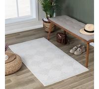 Livabliss In- & Outdoor 3D High & Low Pile Textured White Sakura Area Rug 80 X 150 Cm - Easy To Clean, Perfect For Balcony Or Dining Room