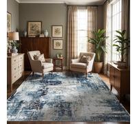 Livabliss Jolie-Abstract Blue Grey Beige Black Modern Marble Living Dining Bedroom Rug 200 X 275 Cm Easy Care, Non Shedding