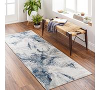 Livabliss Jolie-Abstract Blue Grey Beige Black Modern Marble Living Dining Bedroom Rug 80 X 220 Cm Easy Care, Non Shedding