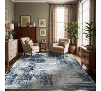 Livabliss Jolie-Abstract Blue Grey Beige Black Moderne Marble Living Dining Bedroom Rug | Size: 200 cm diameter Livabliss Blue 200 cm diameter