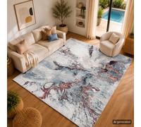 Livabliss Jolie Abstract Burgundy Rose Charcoal Modern Marble Rug 160 X 220 Cm