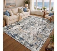 Livabliss Jolie-Abstract Grey Beige Yellow Black Modern Marble Living Dining Bedroom Rug 200 X 275 Cm Easy Care, Non Shedding