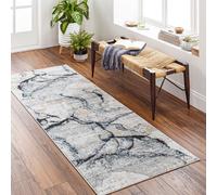 Livabliss Jolie-Abstract Grey Blue Ivory Brown Moderne Marble Living Dining Bedroom Rug in Dark Blue | Size: 160 cm x 220 cm Livabliss Dark Blue 160 cm x 220 cm
