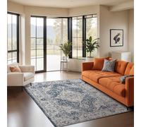 Livabliss Jolie-Vintage Blue Grey Beige Black Traditional Boho Living Dining Bedroom Rug | Size: 200 cm x 275 cm Livabliss Blue 200 cm x 275 cm