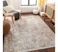 Livabliss Kemer-Washable Beige Grey Blue Traditional Vintage Boho Living Dining Rug 230 X 290 Cm Easy Care, Non Shedding
