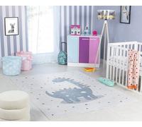 Livabliss Kids Machine Washable Beige/Grey Bedroom Dino Area Rug in Beige | Size: 160 cm x 160 cm Livabliss Beige 160 cm x 160 cm