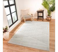 Livabliss Le Mans-Modern Beige Grey White 3D High & Low Pile Textured In- & Outdoor Rug | Size: 120 cm x 170 cm Livabliss White 120 cm x 170 cm